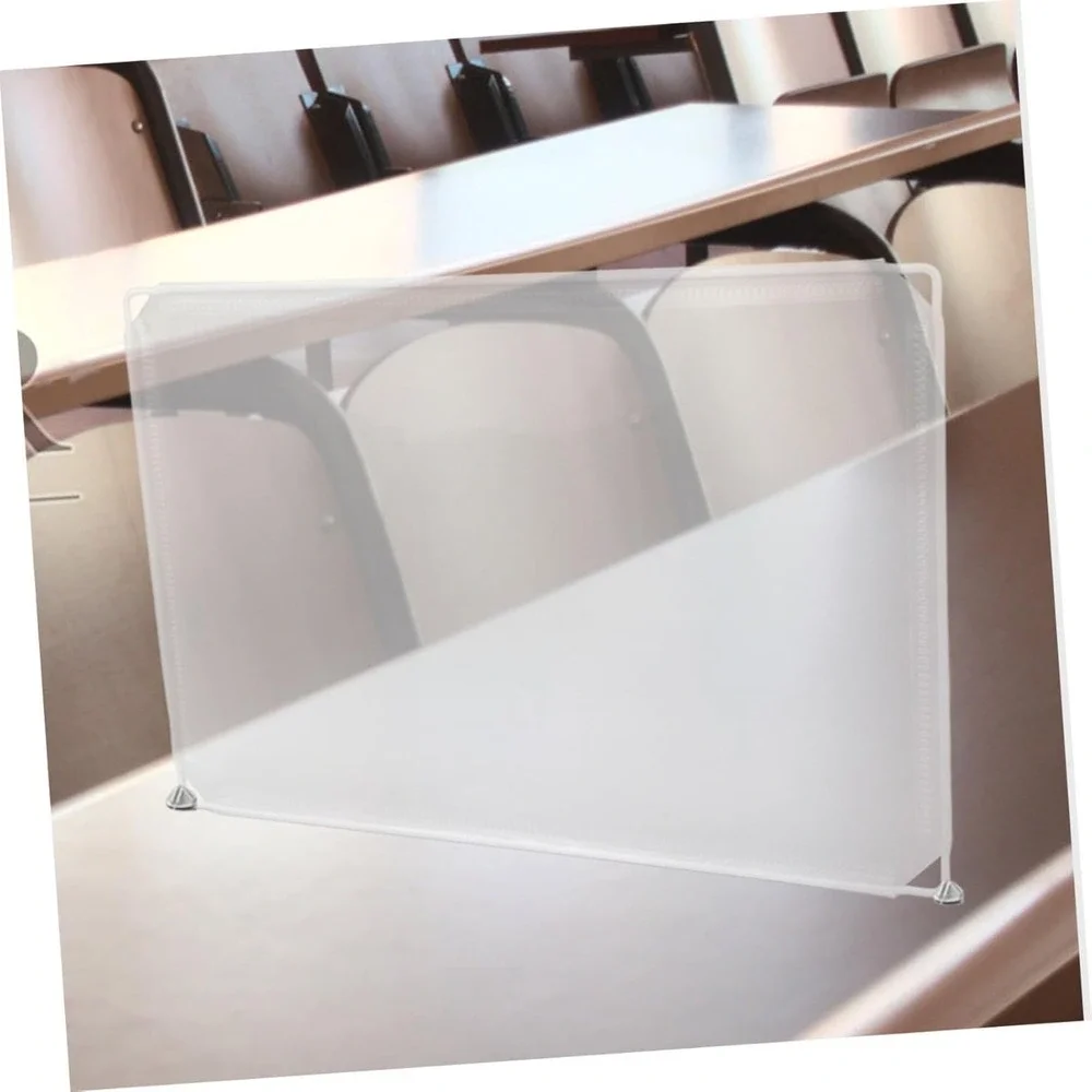 Desk Divider Privacy Screen Frosted Plastic‎ White Metal Frame 18x12 Inch